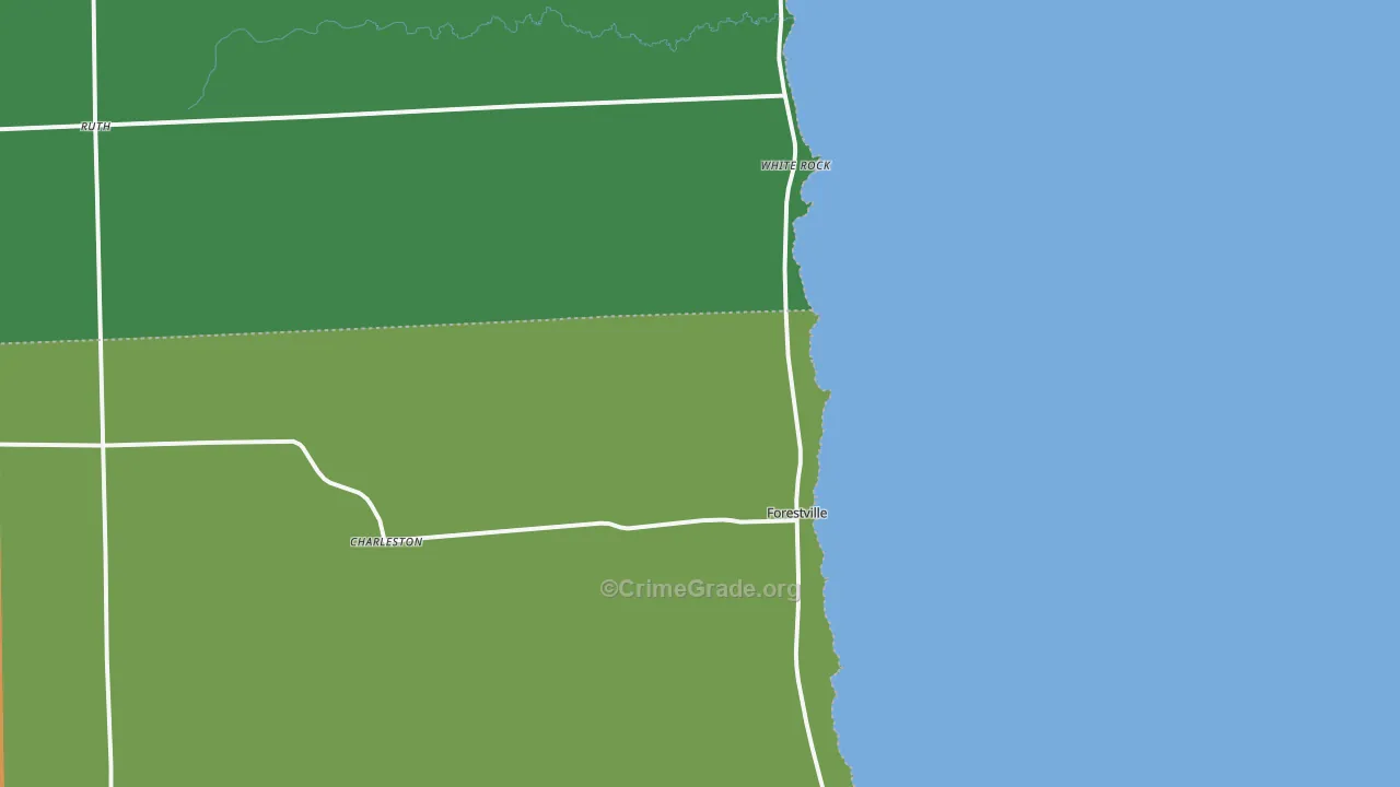 Forestville, MI Map of Burglary Rates