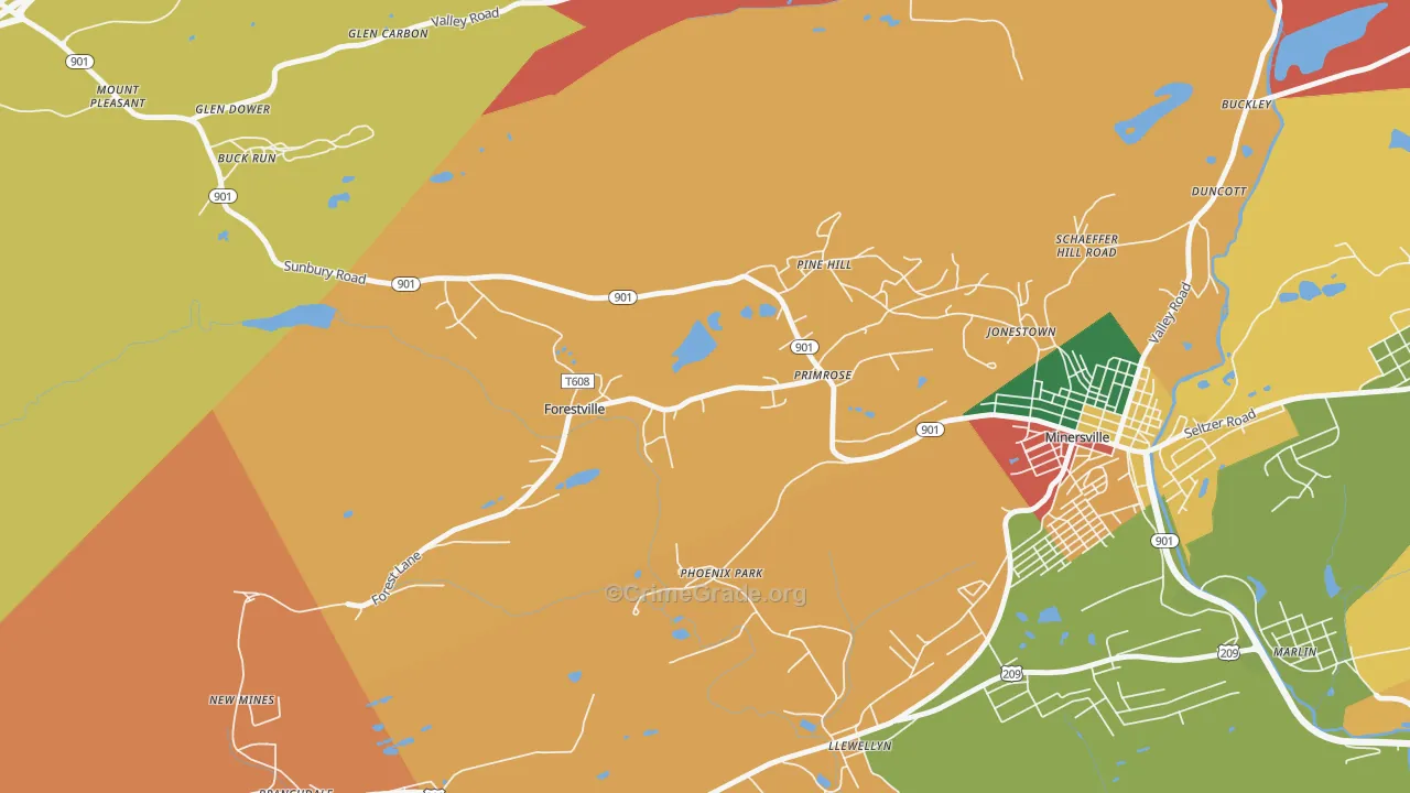 Forestville, PA Map of Burglary Rates