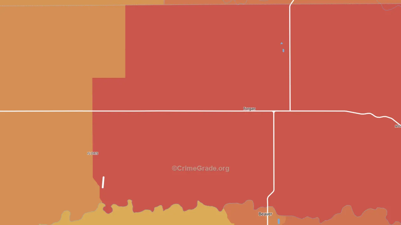 Forgan, OK Map of Burglary Rates