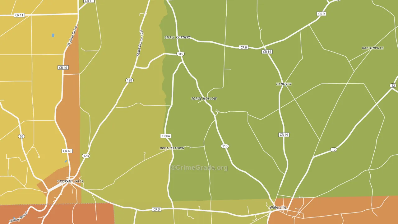 Forge Hollow, NY Map of Burglary Rates