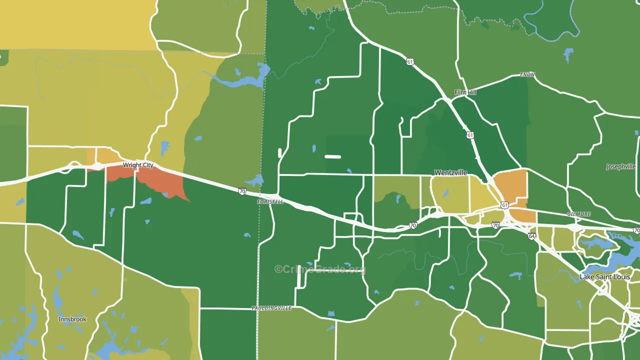 Foristell, MO Map of Burglary Rates