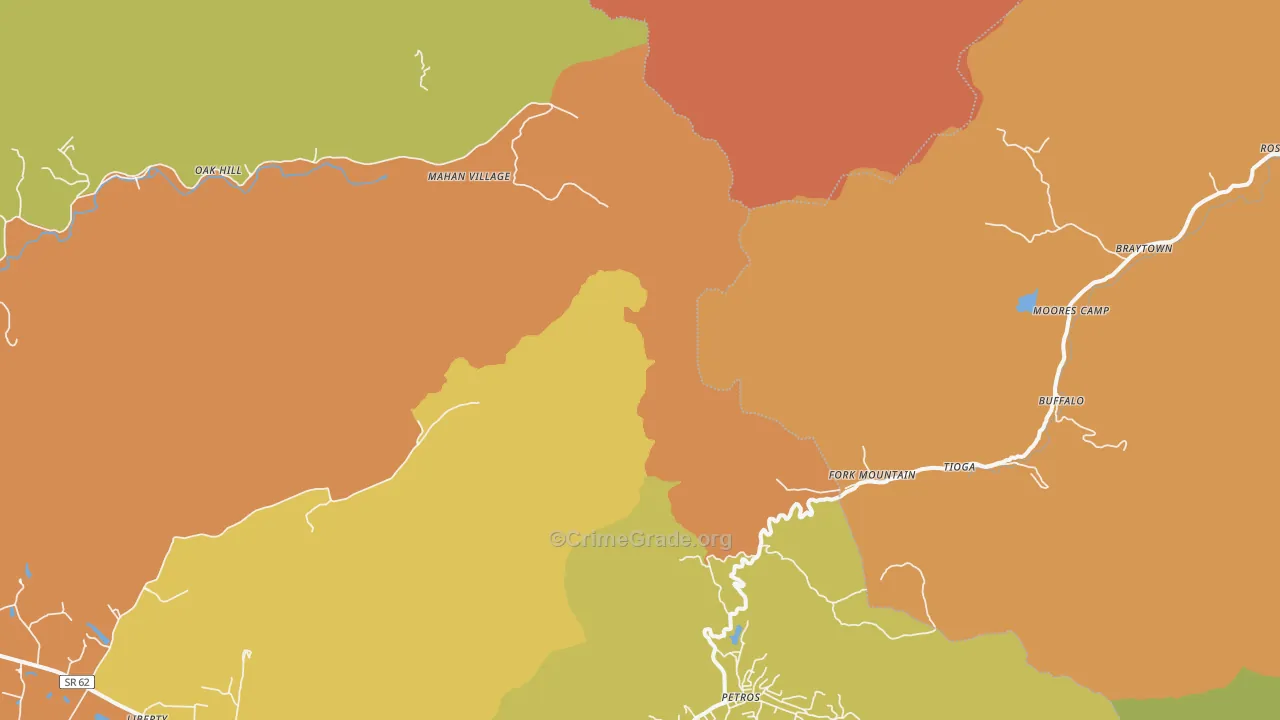 Fork Mountain, TN Map of Burglary Rates