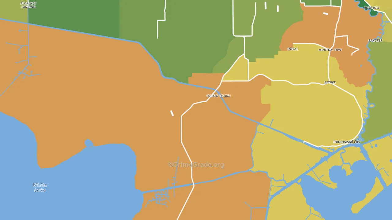 Forked Island, LA Map of Burglary Rates