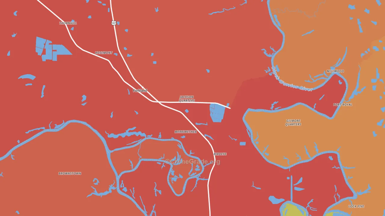 Forkland, AL Map of Burglary Rates