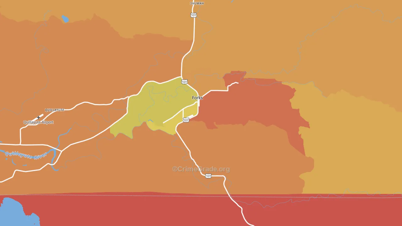 Forks, WA Map of Burglary Rates