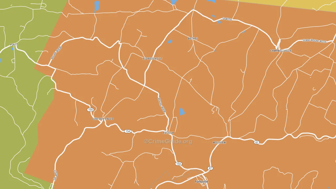 Forksville, PA Map of Burglary Rates