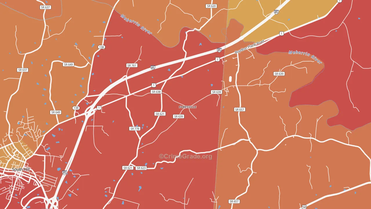Forksville, VA Map of Burglary Rates