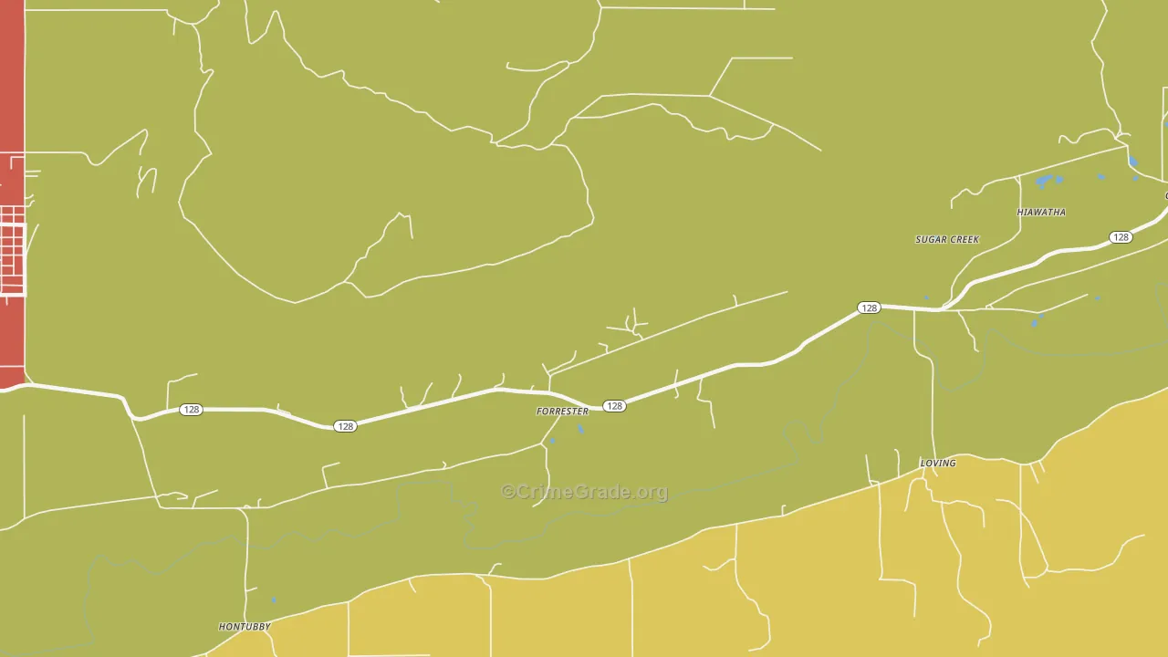 Forrester, OK Map of Burglary Rates