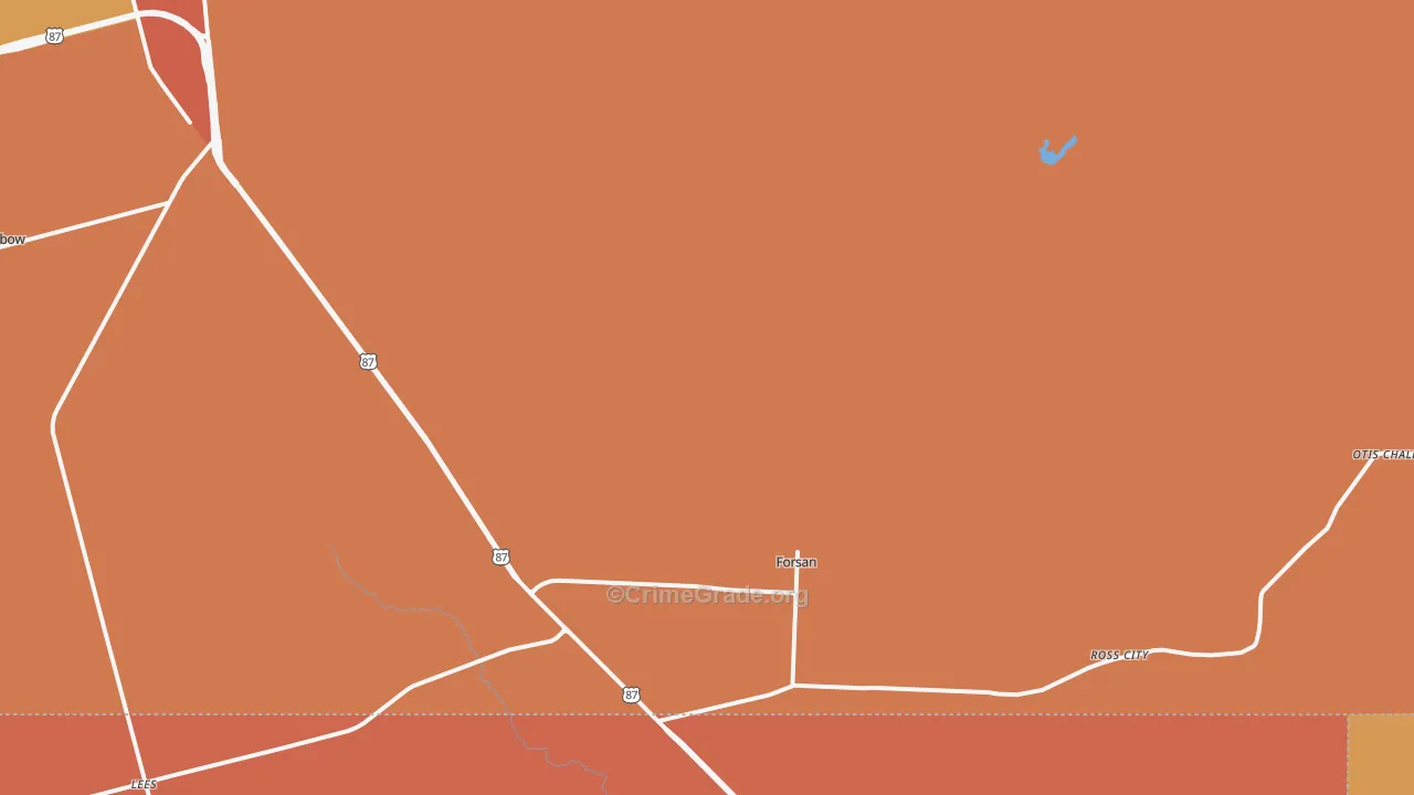 Forsan, TX Map of Burglary Rates