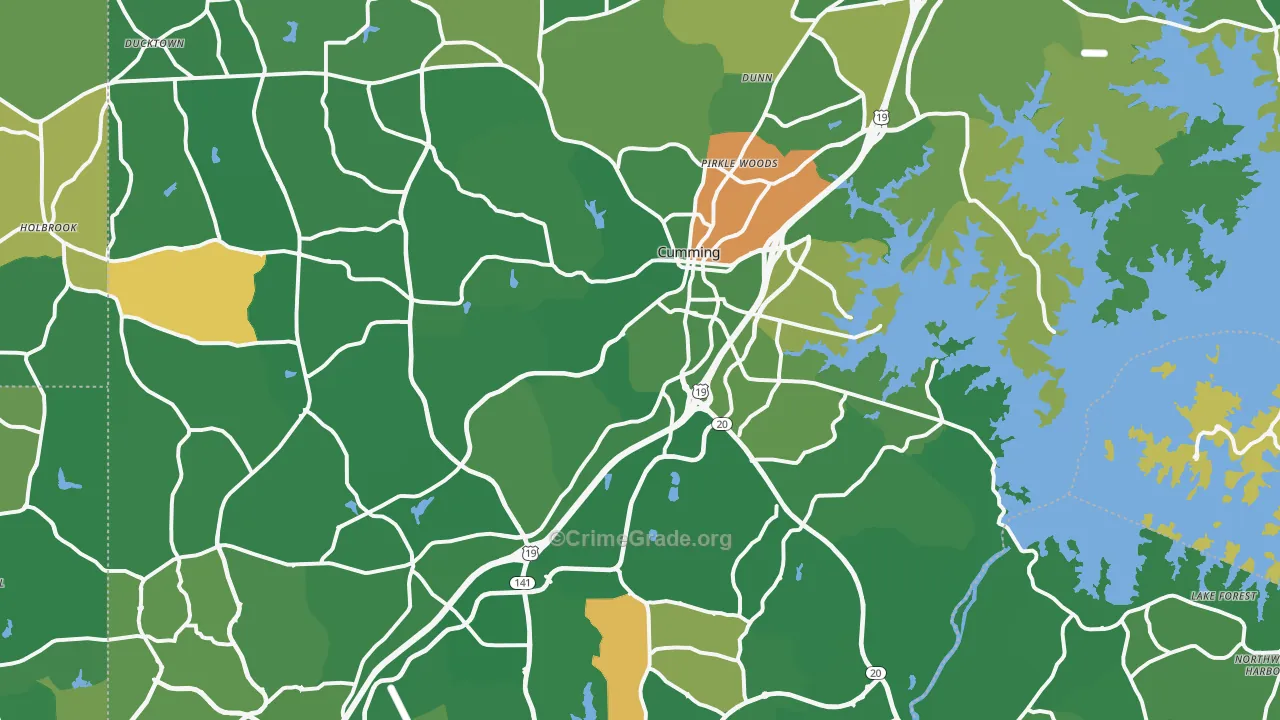 Forsyth County, GA Map of Burglary Rates