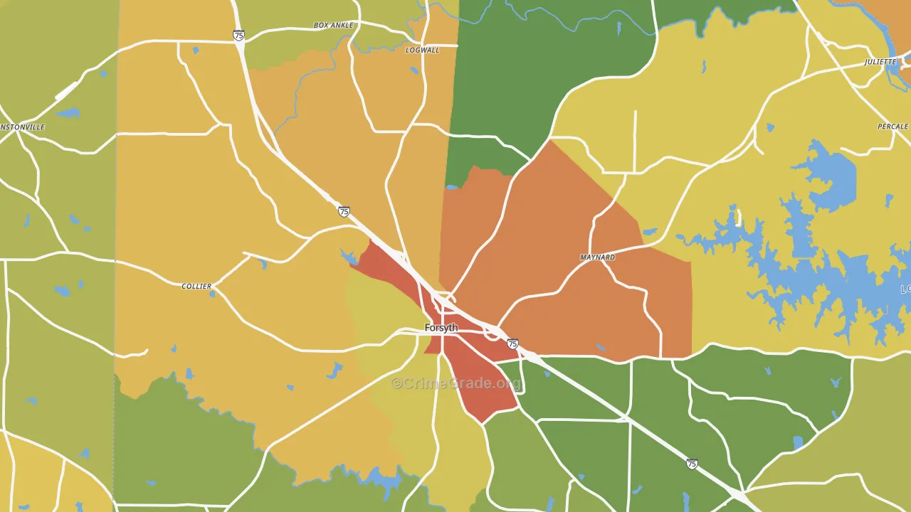 Forsyth, GA Map of Burglary Rates