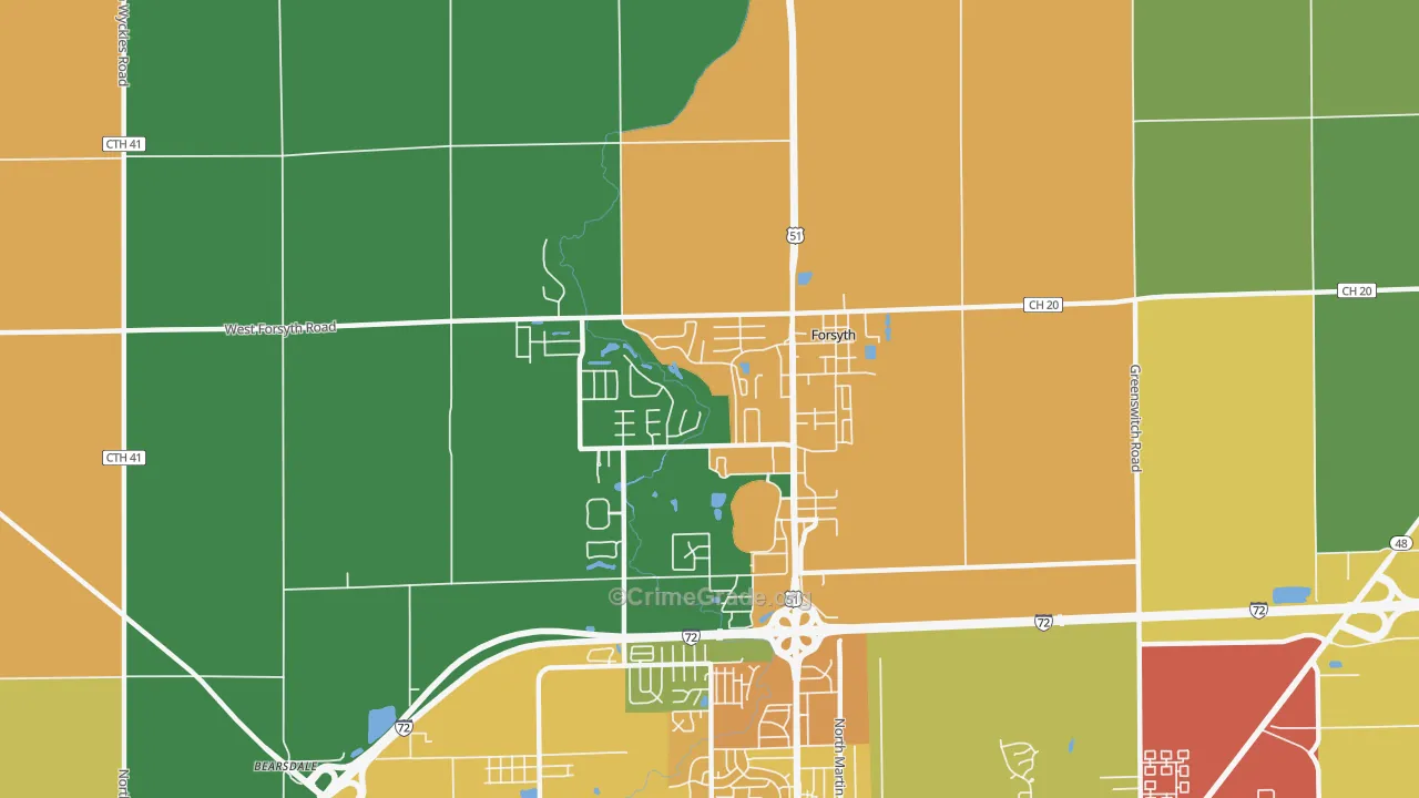 Forsyth, IL Map of Burglary Rates