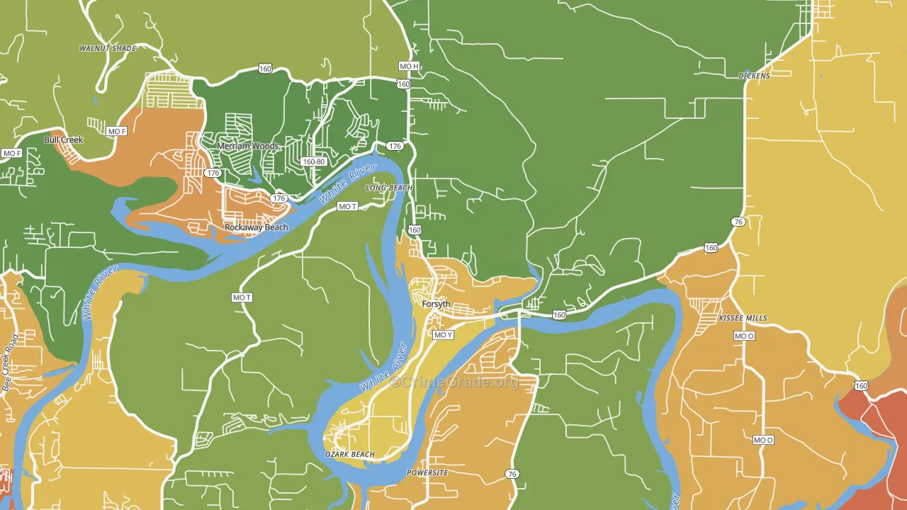 Forsyth, MO Map of Burglary Rates