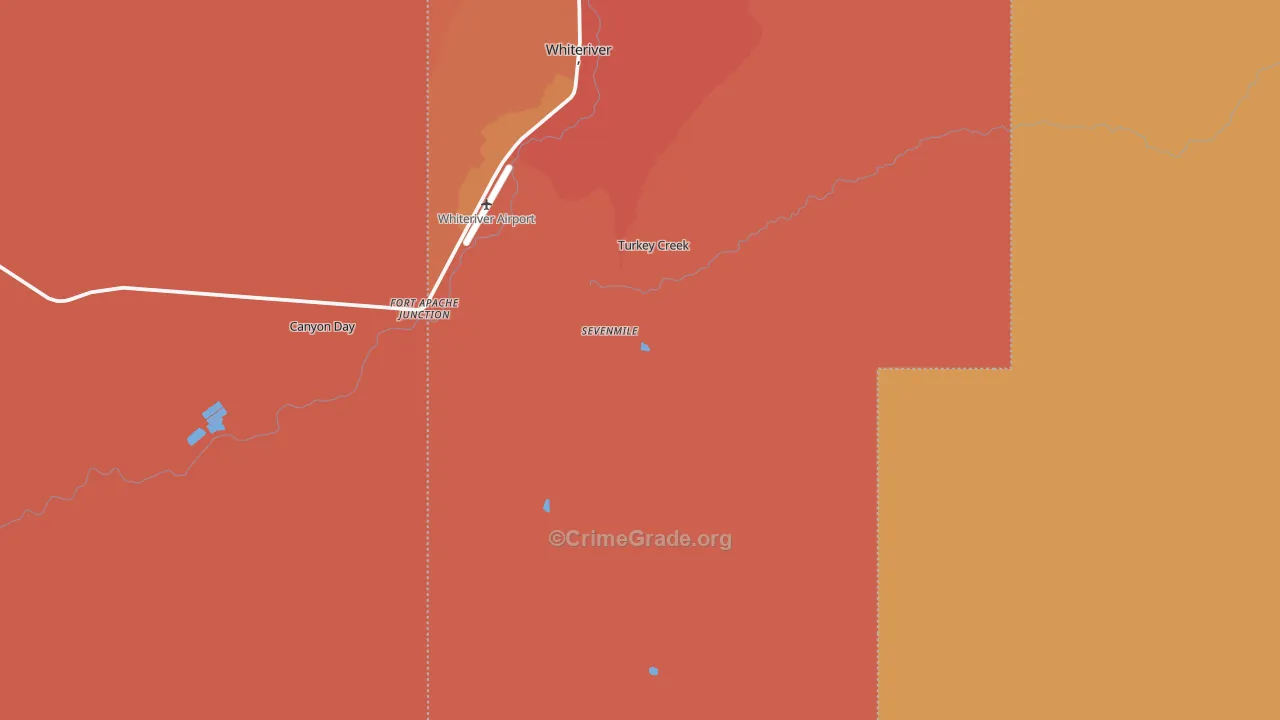 Fort Apache, AZ Map of Burglary Rates