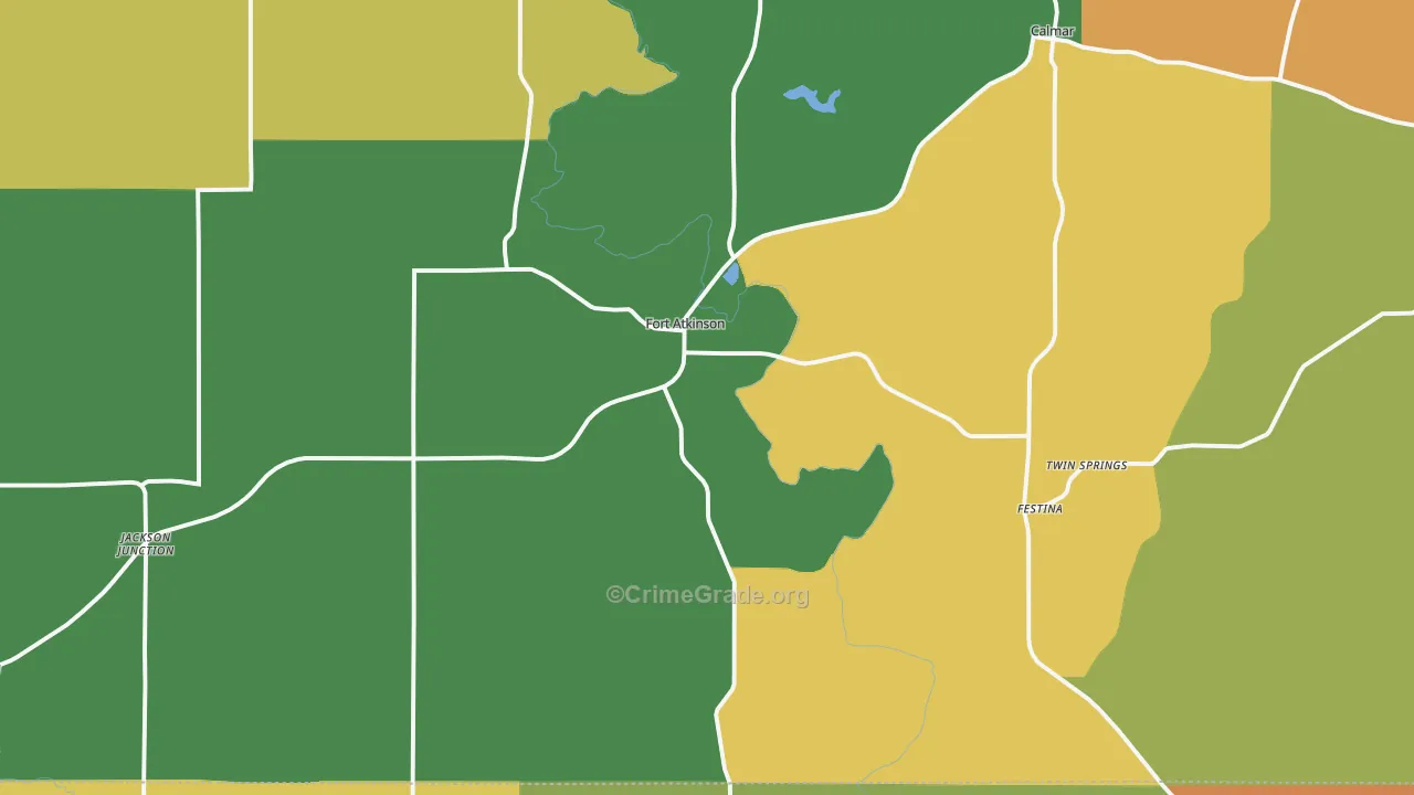 Fort Atkinson, IA Map of Burglary Rates