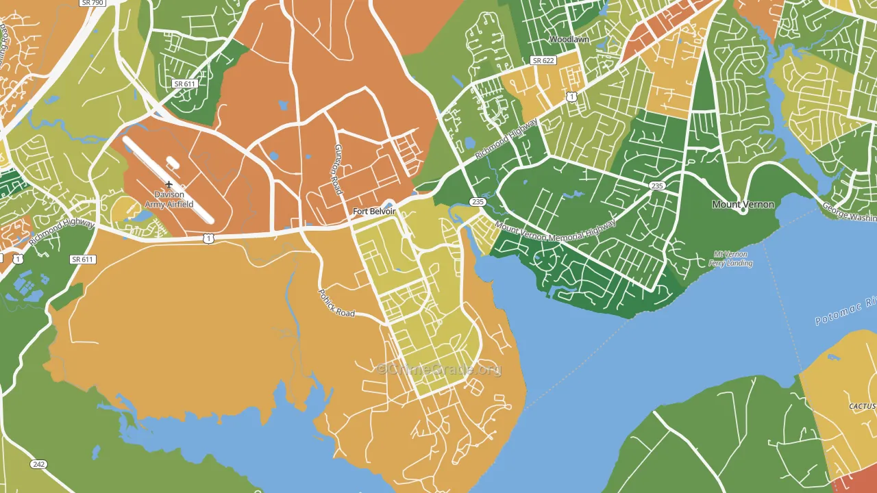 Fort Belvoir, VA Map of Burglary Rates