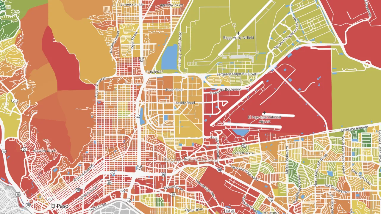 Fort Bliss, TX Map of Burglary Rates