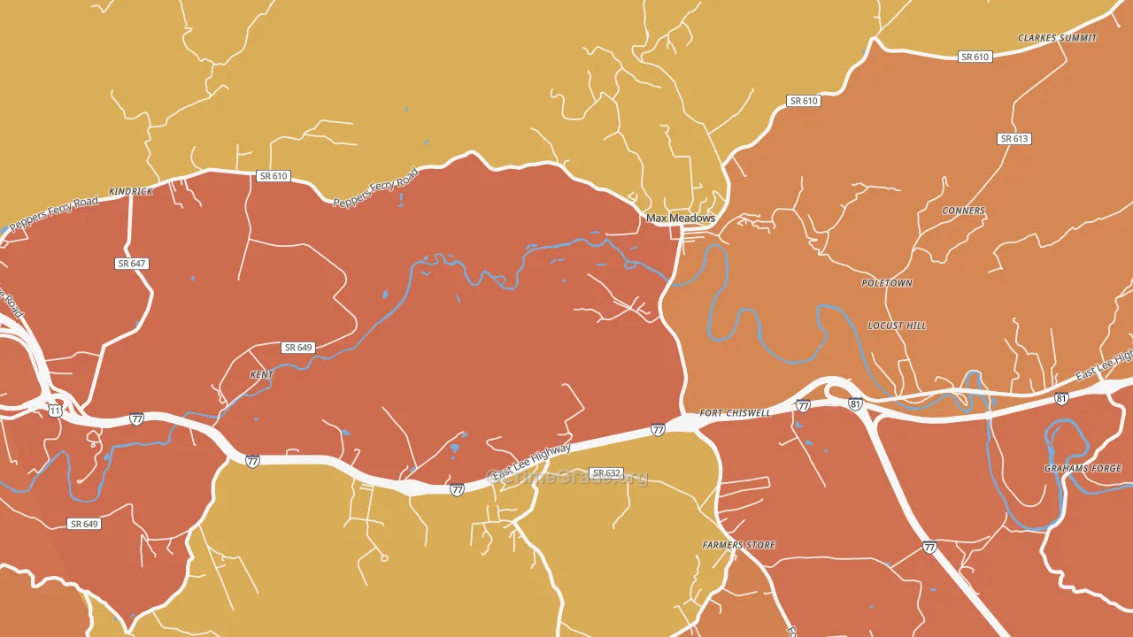 Fort Chiswell, VA Map of Burglary Rates