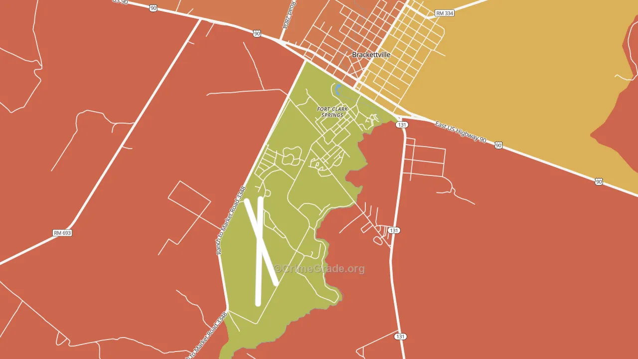 Fort Clark Springs, TX Map of Burglary Rates