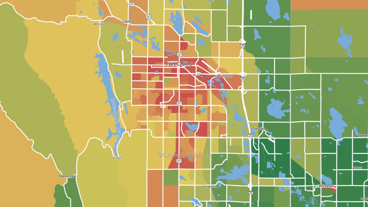 Fort Collins, CO Map of Burglary Rates