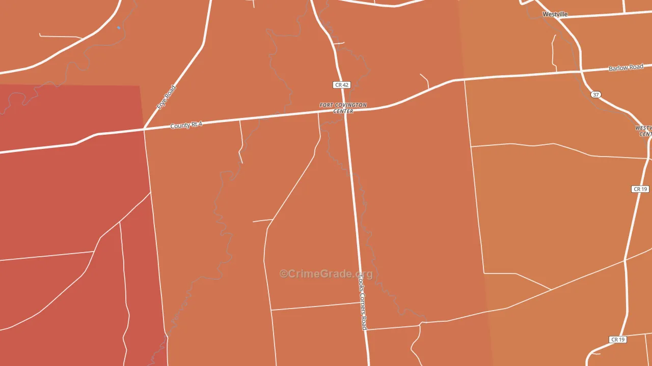 Fort Covington Center, NY Map of Burglary Rates