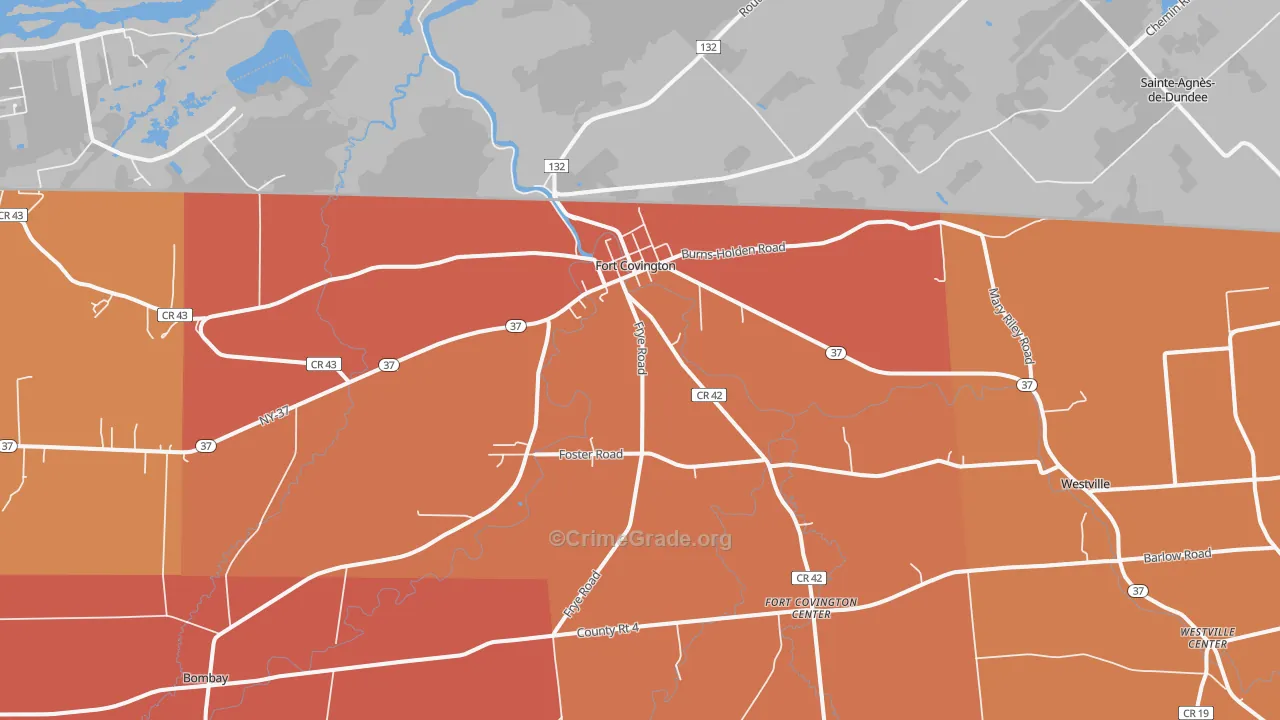 Fort Covington, NY Map of Burglary Rates