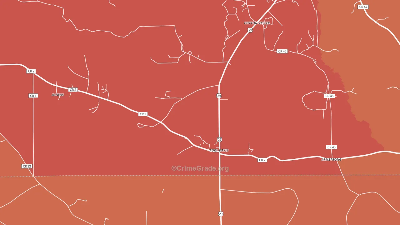 Fort Davis, AL Map of Burglary Rates