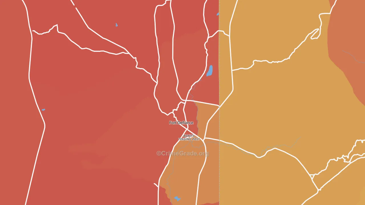 Fort Defiance, AZ Map of Burglary Rates