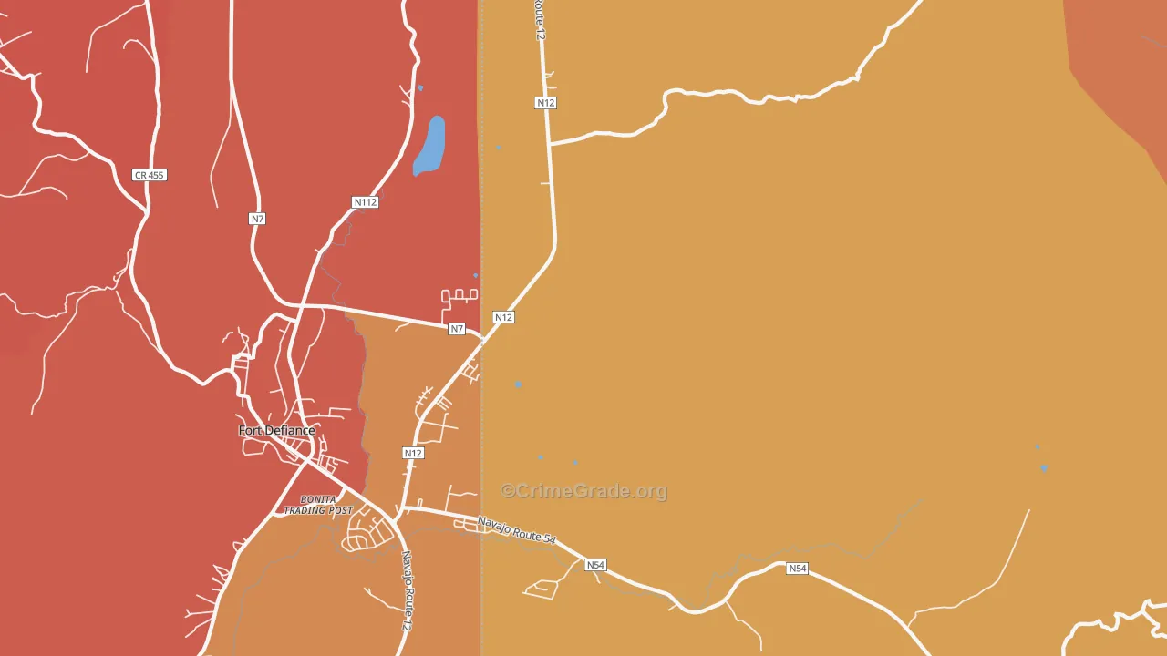Fort Defiance, NM Map of Burglary Rates