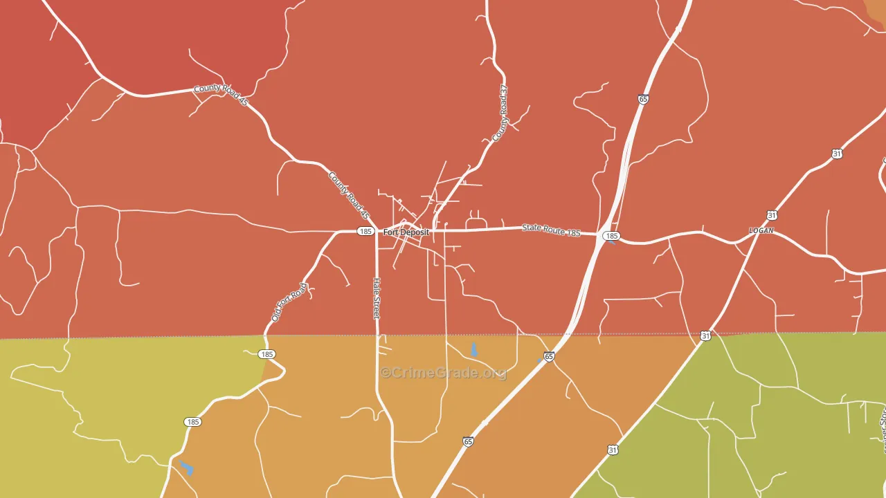 Fort Deposit, AL Map of Burglary Rates