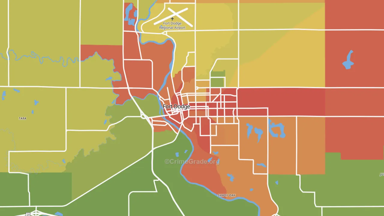 Fort Dodge, IA Map of Burglary Rates