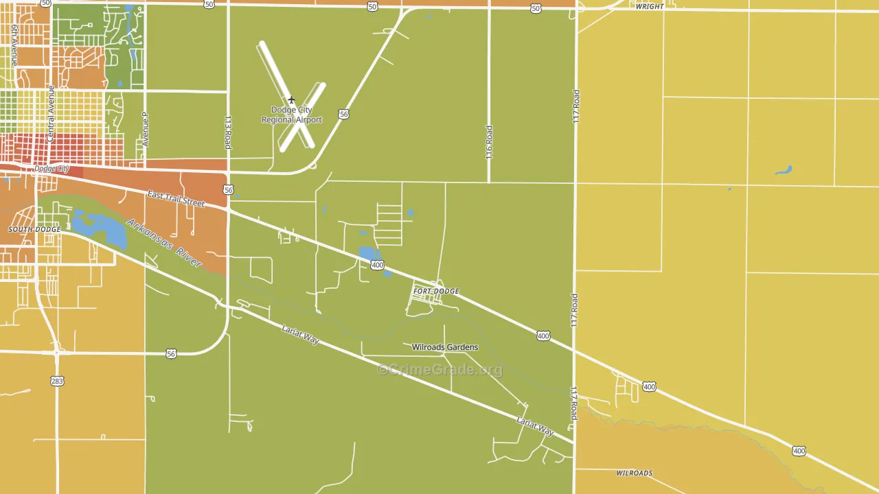 Fort Dodge, KS Map of Burglary Rates