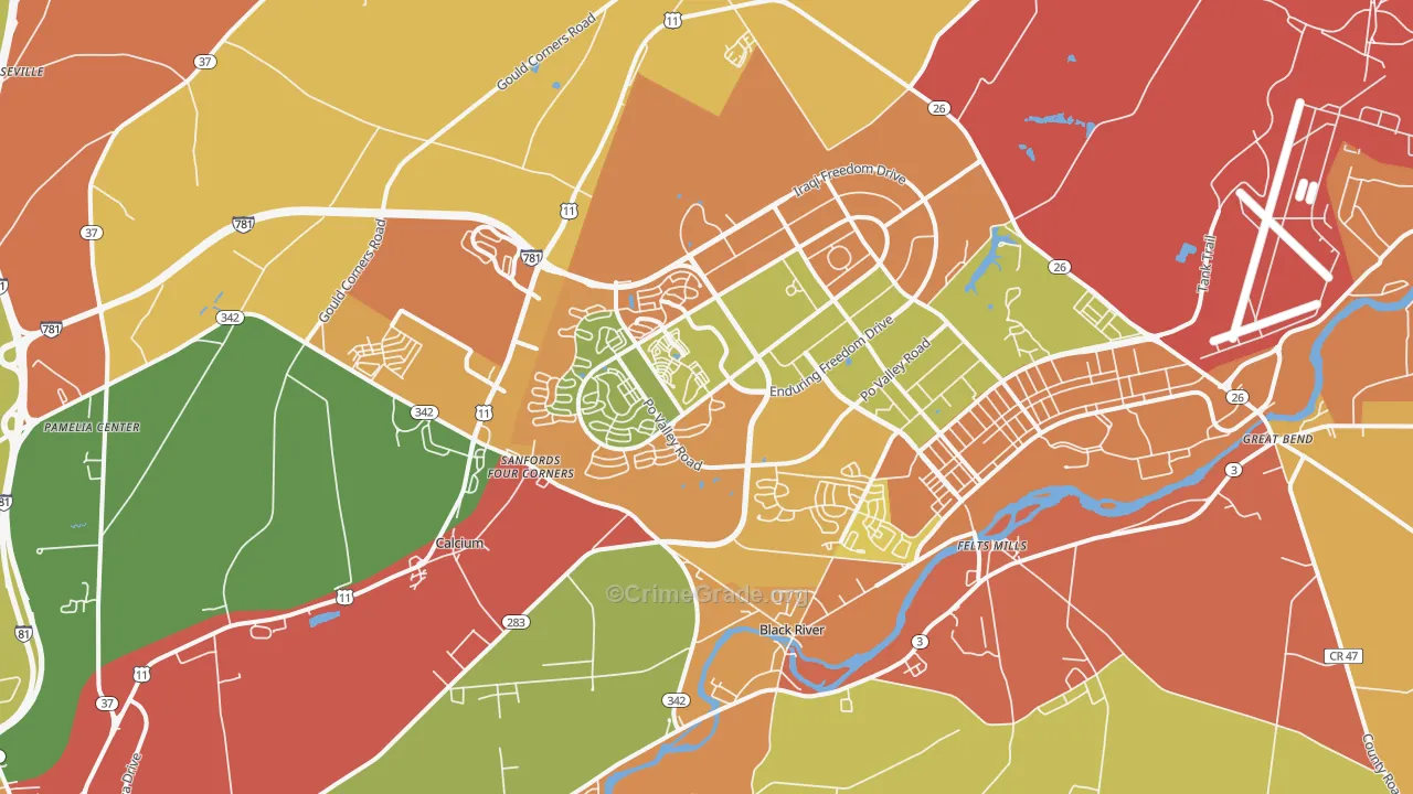 Fort Drum, NY Map of Burglary Rates