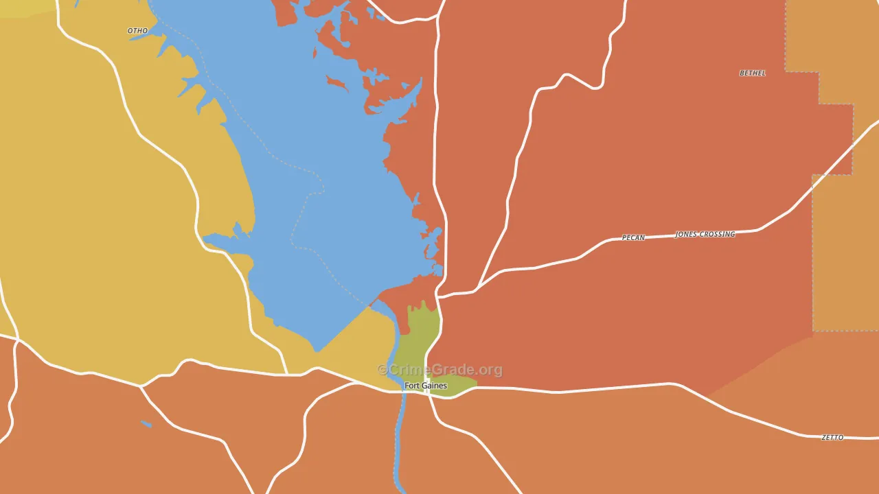 Fort Gaines, GA Map of Burglary Rates