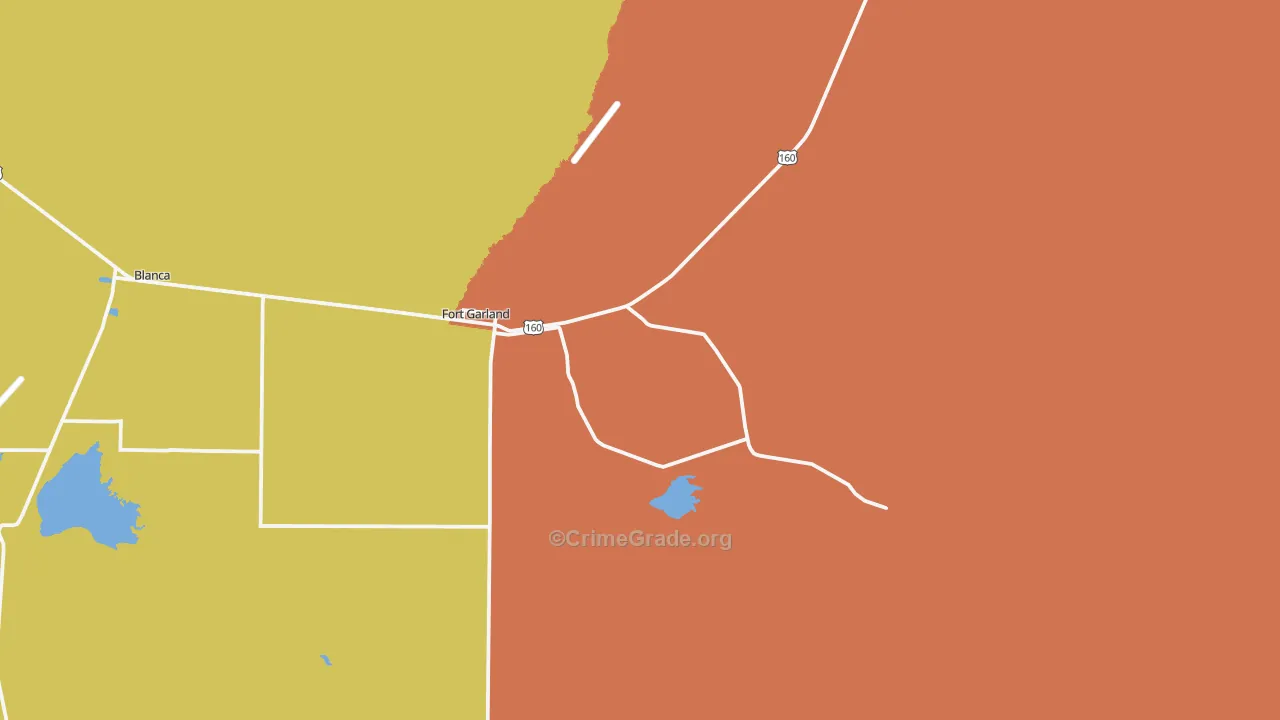 Fort Garland, CO Map of Burglary Rates