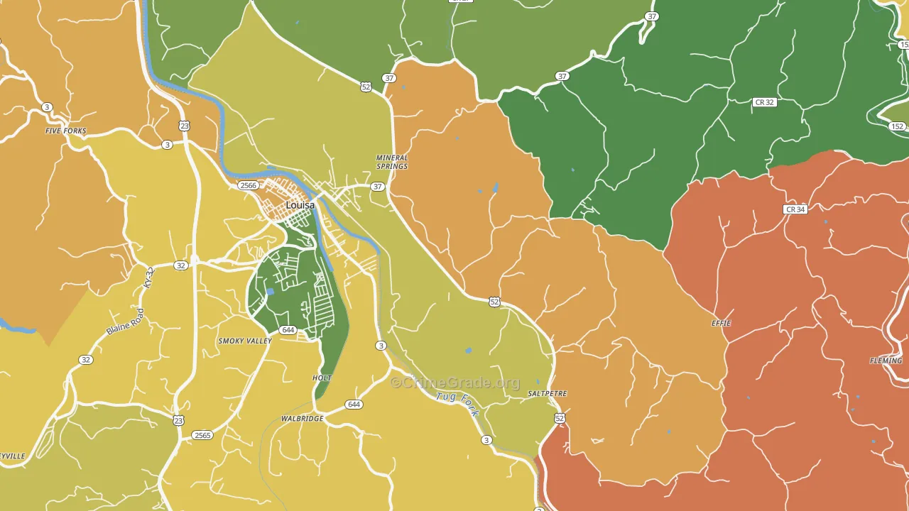 Fort Gay, WV Map of Burglary Rates