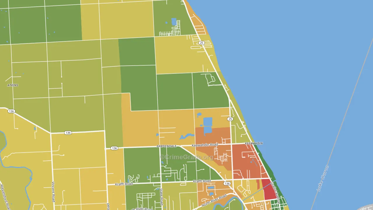 Fort Gratiot, MI Map of Burglary Rates
