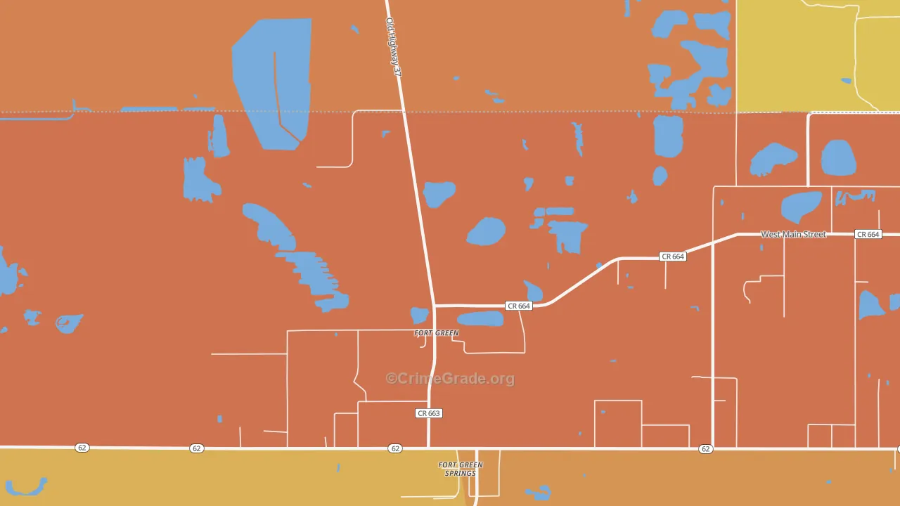 Fort Green, FL Map of Burglary Rates
