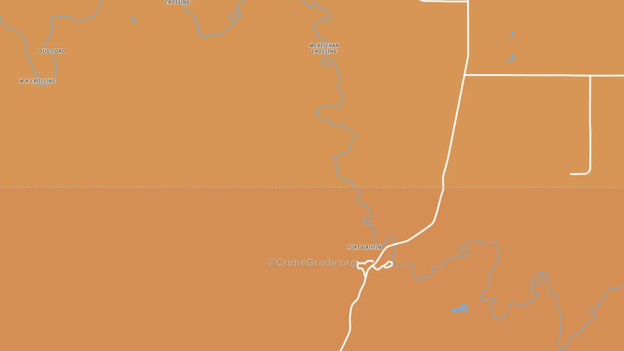 Fort Griffin, TX Map of Burglary Rates