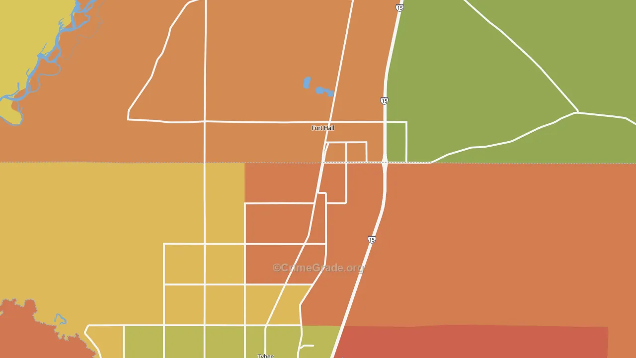 Fort Hall, ID Map of Burglary Rates