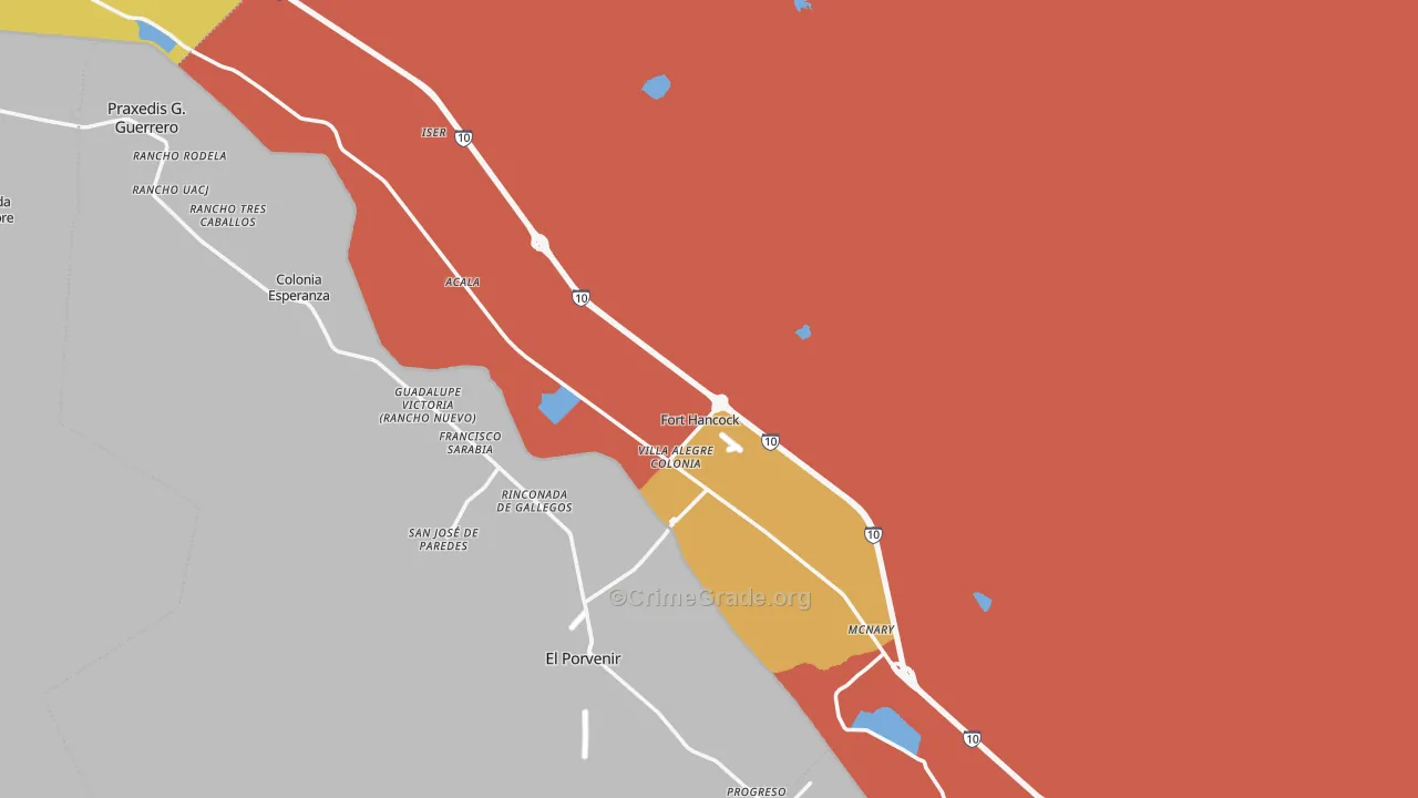 Fort Hancock, TX Map of Burglary Rates