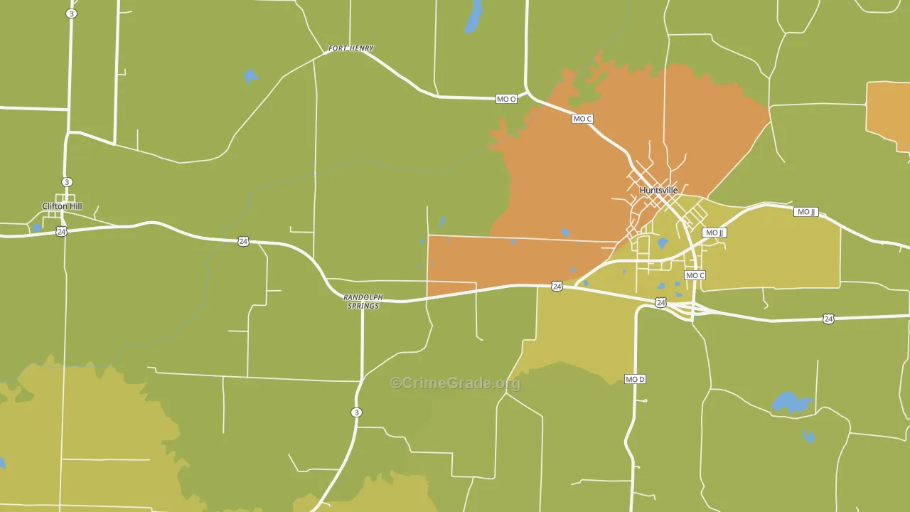 Fort Henry, MO Map of Burglary Rates
