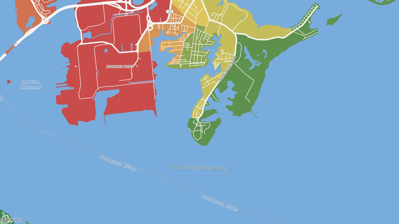 Fort Howard, MD Map of Burglary Rates