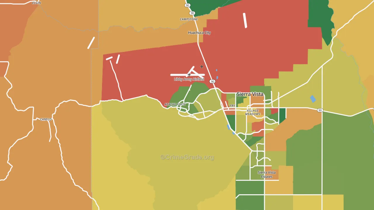 Fort Huachuca, AZ Map of Burglary Rates