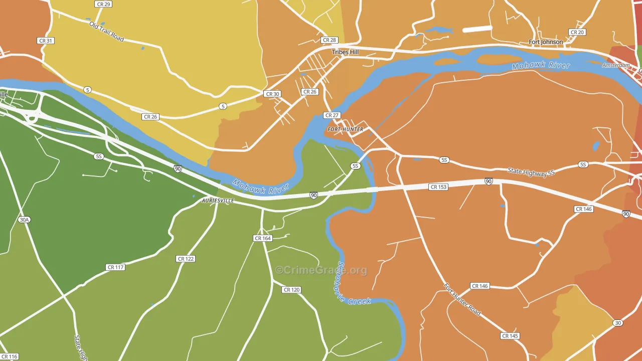 Fort Hunter, NY Map of Burglary Rates