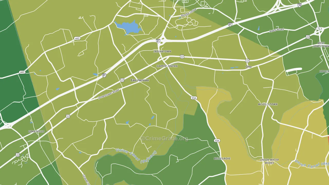 Fort Indiantown Gap, PA Map of Burglary Rates