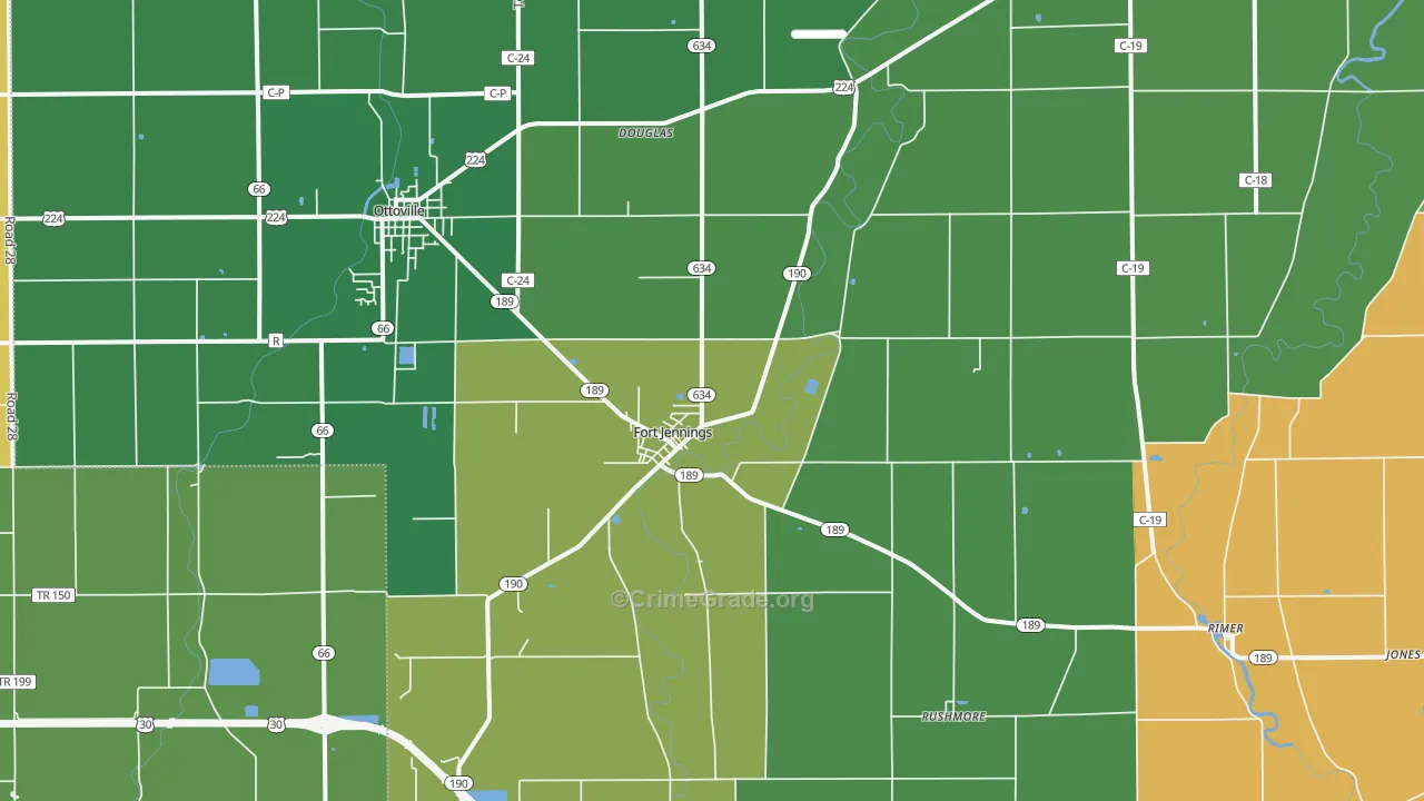 Fort Jennings, OH Map of Burglary Rates