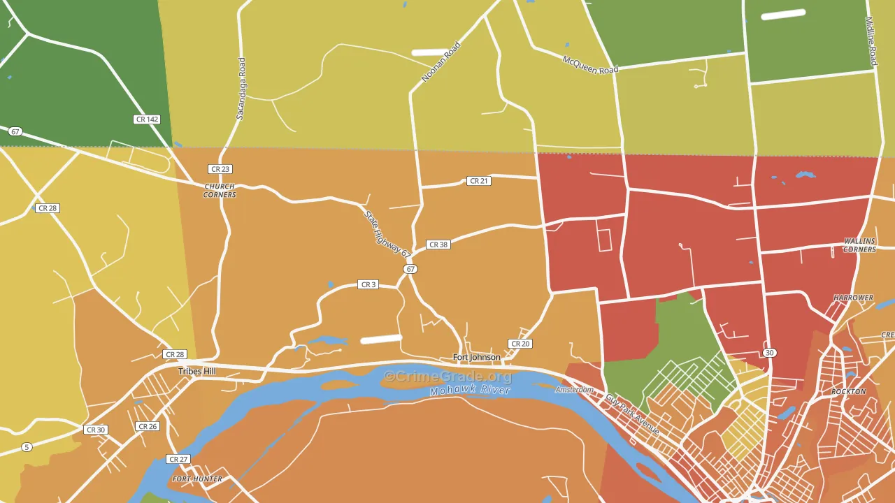 Fort Johnson, NY Map of Burglary Rates