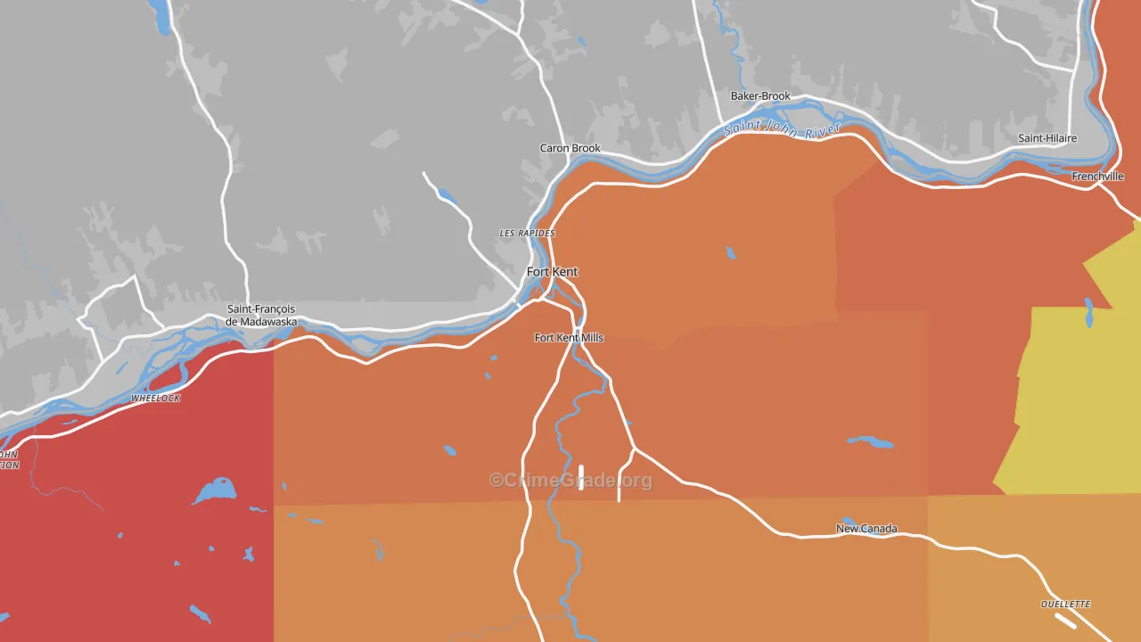 Fort Kent, ME Map of Burglary Rates