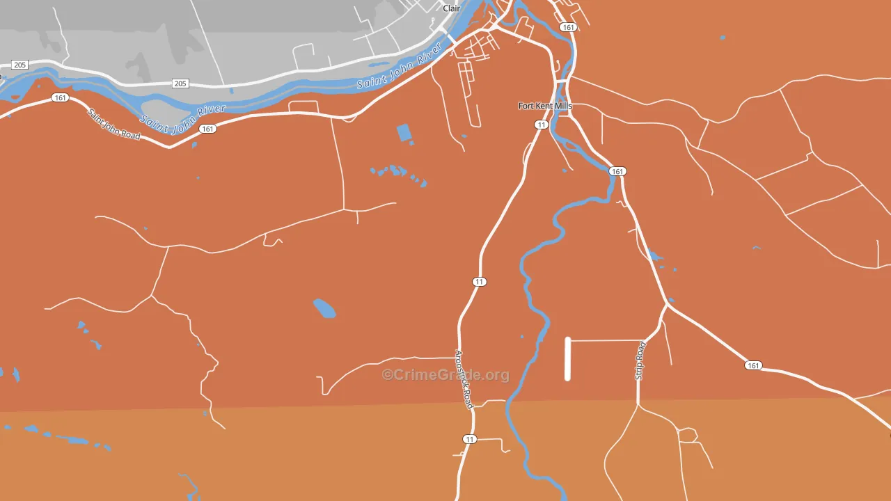 Fort Kent Village, ME Map of Burglary Rates